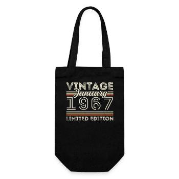 Januar 1967 Jahrgang 1967 - Geburtstag Januar 1967 - Geschenkbeutel für Flaschen - Schwarz - Vorne