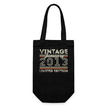 January 2013 Vintage 2013 - Birthday January 2013 - Gift Bag for Bottles - black - Front