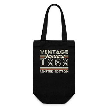Januar 1969 Jahrgang 1969 - Geburtstag Januar 1969 - Geschenkbeutel für Flaschen - Schwarz - Vorne