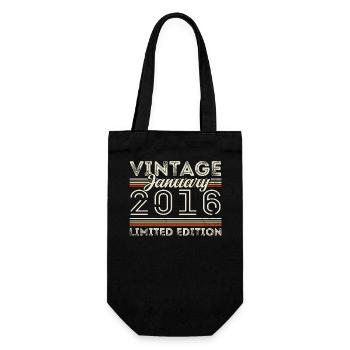 Januar 2016 Jahrgang 2016 - Geburtstag Januar 2016 - Geschenkbeutel für Flaschen - Schwarz - Vorne