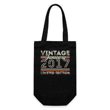 January 2017 Vintage 2017 - Birthday January 2017 - Gift Bag for Bottles - black - Front