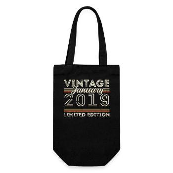Januar 2019 Jahrgang 2019 - Geburtstag Januar 2019 - Geschenkbeutel für Flaschen - Schwarz - Vorne