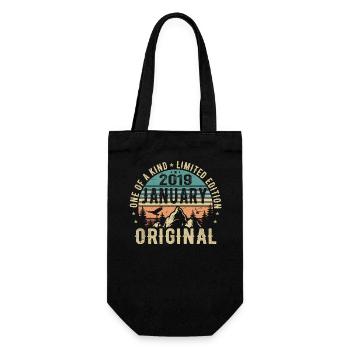 Geburtstagsgeschenk Januar 2019 - January 2019 - Geschenkbeutel für Flaschen - Schwarz - Vorne