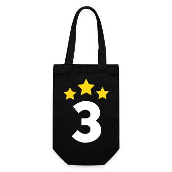 3 Year Star - 3rd Anniversary Gift - Gift Bag for Bottles - black - Front