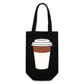 Kaffee Kaffeebecher Coffee-to-go Geschenkidee - Geschenkbeutel für Flaschen - Schwarz - Vorne