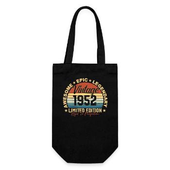 Retro 1952 Jahrgang Geburtstag 1952 Geschenk 1952 - Geschenkbeutel für Flaschen - Schwarz - Vorne