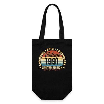 Retro 1991 Jahrgang Geburtstag 1991 Geschenk 1991 - Geschenkbeutel für Flaschen - Schwarz - Vorne