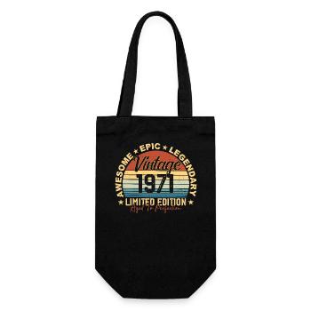 Retro 1971 Vintage Birthday 1971 Gift 1971 - Gift Bag for Bottles - black - Front