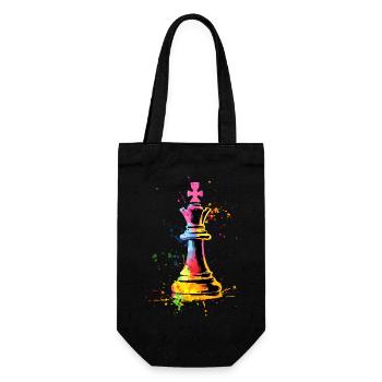 Schach Figur König Bunt - Geschenkbeutel für Flaschen - Schwarz - Vorne