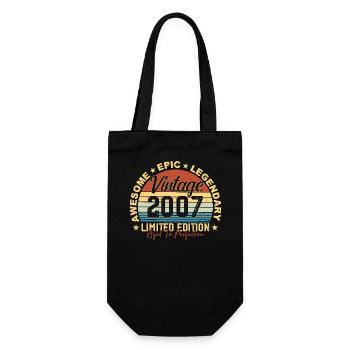 Rétro 2007 Vintage Anniversaire 2007 Cadeau 2007 - Sac à bouteille - noir - Devant