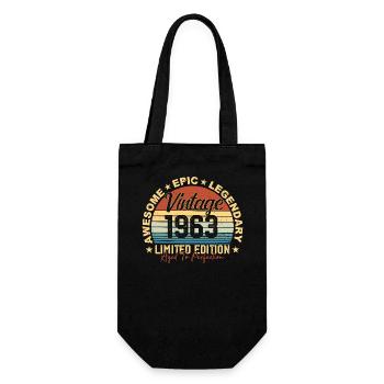 Retro 1963 Jahrgang Geburtstag 1963 Geschenk 1963 - Geschenkbeutel für Flaschen - Schwarz - Vorne
