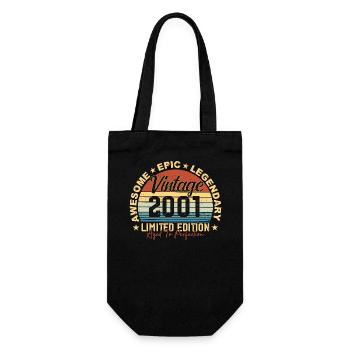 Retro 2001 Jahrgang Geburtstag 2001 Geschenk 2001 - Geschenkbeutel für Flaschen - Schwarz - Vorne