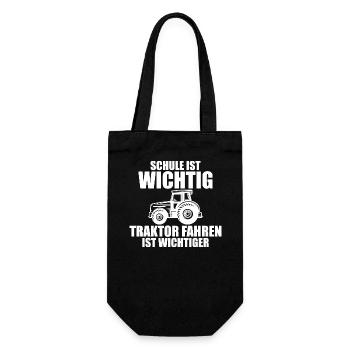 Trecker Trekker Traktor Schule Spruch Geschenk - Geschenkbeutel für Flaschen - Schwarz - Vorne
