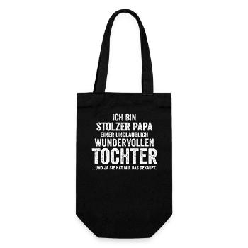 Papa Vater Vatertag Tochter - Geschenkbeutel für Flaschen - Schwarz - Vorne
