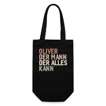 Oliver Der Mann Der Alles Kann Vorname Oliver - Geschenkbeutel für Flaschen - Schwarz - Vorne