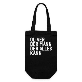 Oliver Der Mann Der Alles Kann Vorname Oliver - Geschenkbeutel für Flaschen - Schwarz - Vorne