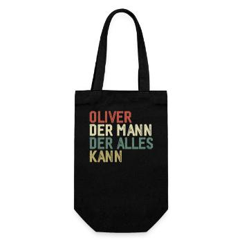 Oliver Der Mann Der Alles Kann Vorname Oliver - Geschenkbeutel für Flaschen - Schwarz - Vorne