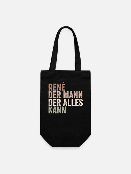 Rene Der Mann Der Alles Kann Vorname René - Geschenkbeutel für Flaschen - Schwarz