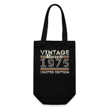 March 1975 Vintage 1975 Birthday Gift March - Gift Bag for Bottles - black - Front