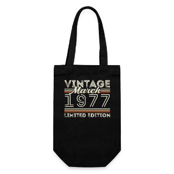 March 1977 Vintage 1977 Birthday Gift March - Gift Bag for Bottles - black - Front