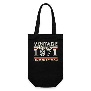March 1971 Vintage 1971 Birthday Gift March - Gift Bag for Bottles - black - Front