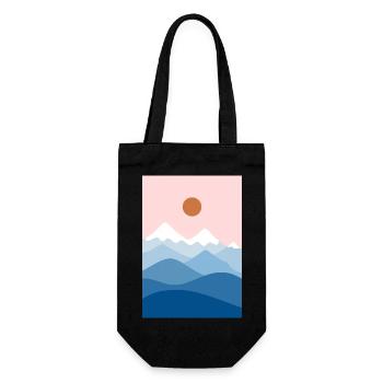 Berglandschaft rosa - Geschenkbeutel für Flaschen - Schwarz - Vorne
