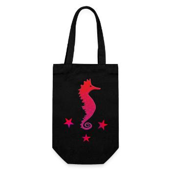 Hippocampe rouge avec hippocampe rose étoilé - Sac à bouteille - noir - Devant