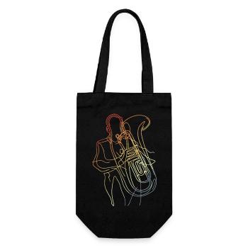Joueur de tuba croquis look vintage - Sac à bouteille - noir - Devant
