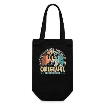 62nd birthday anniversary march 1963, march 1963 - Gift Bag for Bottles - black - Front