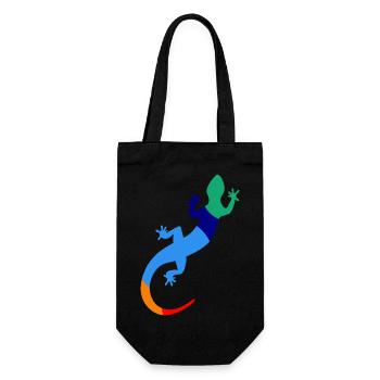 Glücklicher Gecko - Geschenkbeutel für Flaschen - Schwarz - Vorne