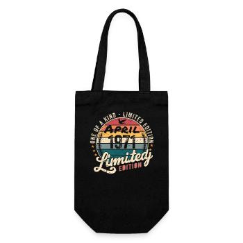 April 1971 Vintage Vintage Birthday April 1971 - Gift Bag for Bottles - black - Front