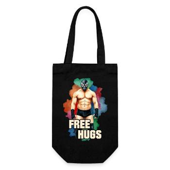 Muscular Man Wrestler - FREE HUGS 1 - Gift Bag for Bottles - black - Front