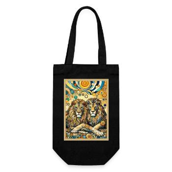 Lions Lion Two Lions - Gift Bag for Bottles - black - Front