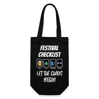 Festival Checklist – Let the Chaos Begin - Geschenkbeutel für Flaschen - Schwarz - Vorne