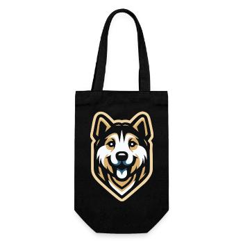 Husky ein treuer Freund - Geschenkbeutel für Flaschen - Schwarz - Vorne