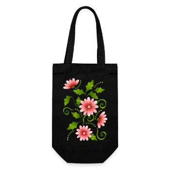 Flowers - Gift Bag for Bottles - black - Front
