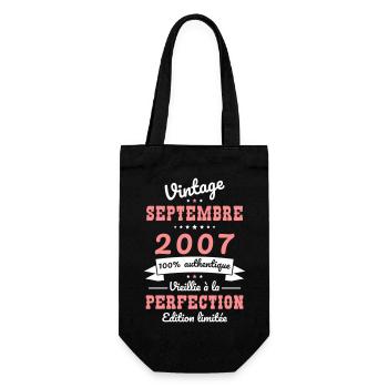 18th Birthday - Vintage - September 2007 - Gift Bag for Bottles - black - Front