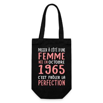 Anniversaire 60 ans - Née en Octobre 1965 - Sac à bouteille - noir - Devant