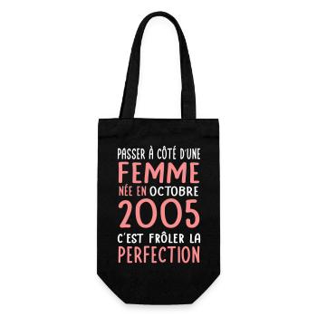 20th Birthday - Born in October 2005 - Gift Bag for Bottles - black - Front