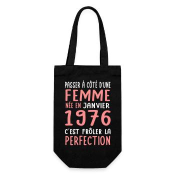 50th Birthday - Born in January 1976 - Gift Bag for Bottles - black - Front