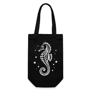 Idée cadeau hippocampe blanc pour les nageurs - Sac à bouteille - noir - Devant