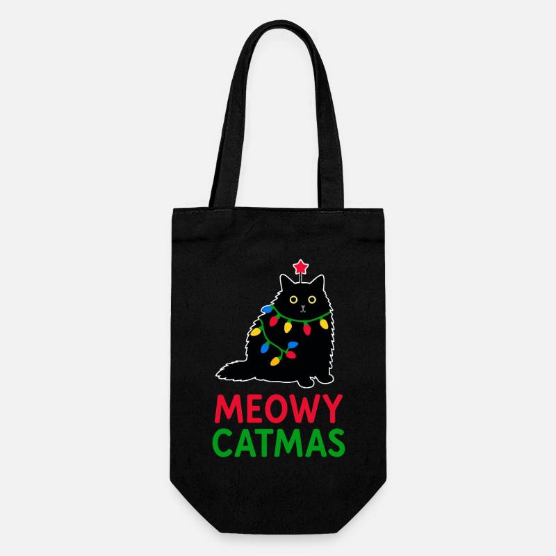 Meowy Catmas - Geschenkbeutel für Flaschen - Schwarz