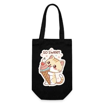 Chat gourmande et cornet pastel - Sac à bouteille - noir - Devant