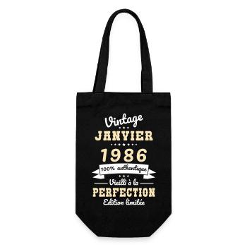 40-jähriges Jubiläum – Jahrgang – Januar 1986 - Geschenkbeutel für Flaschen - Schwarz - Vorne