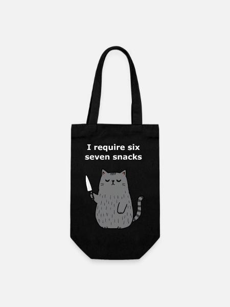 6-7 Internet Meme 6 7 Snack Katze - Geschenkbeutel für Flaschen - Schwarz