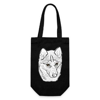 Wolfskopf Linienstudie - Geschenkbeutel für Flaschen - Schwarz - Vorne