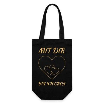 I'm big with you - Valentine's Day heart for couples - Gift Bag for Bottles - black - Front