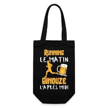 Running Morning Beer Afternoon Humor Running - Gift Bag for Bottles - black - Front