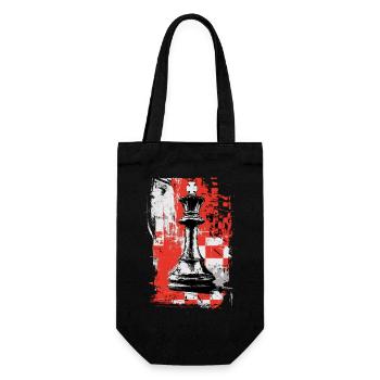 Schach König – Grunge Strategie Motiv - Geschenkbeutel für Flaschen - Schwarz - Vorne