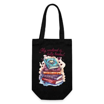 My weekend is completely planned with books - Gift Bag for Bottles - black - Front
